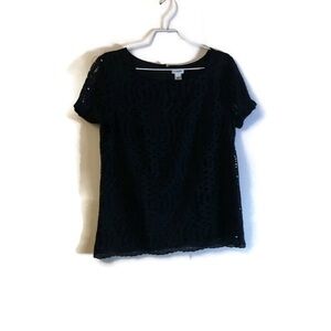 J Crew Black, Lace & Lined Fine Blouse, Shirt, Top H5526  Sz 4